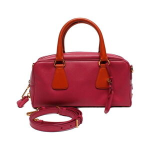 Prada Saffiano leather two-way handbag pink orange